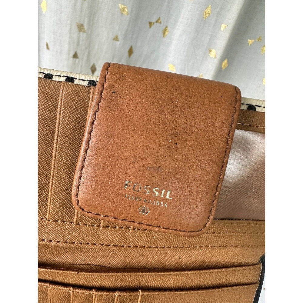 Fossil Polk Dot Color Block Cow Hide Leather Snap… - image 6